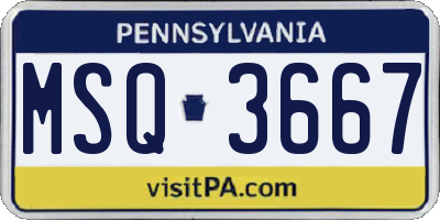 PA license plate MSQ3667