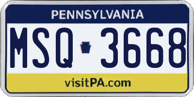 PA license plate MSQ3668