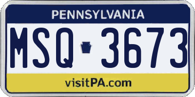 PA license plate MSQ3673