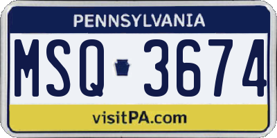 PA license plate MSQ3674