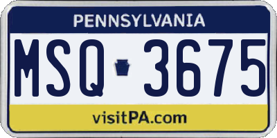 PA license plate MSQ3675