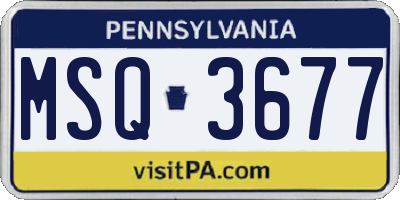 PA license plate MSQ3677