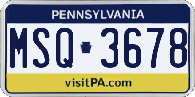 PA license plate MSQ3678