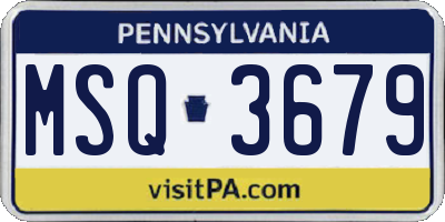 PA license plate MSQ3679