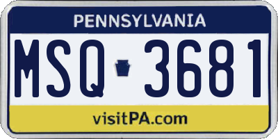 PA license plate MSQ3681