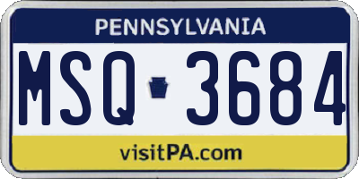 PA license plate MSQ3684