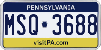 PA license plate MSQ3688