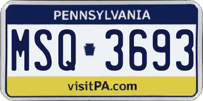 PA license plate MSQ3693