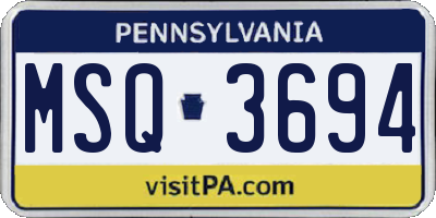 PA license plate MSQ3694