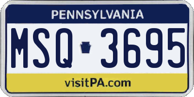 PA license plate MSQ3695