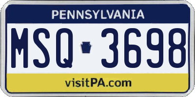 PA license plate MSQ3698