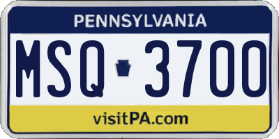 PA license plate MSQ3700