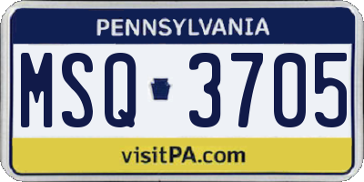 PA license plate MSQ3705