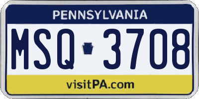 PA license plate MSQ3708