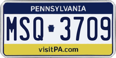 PA license plate MSQ3709