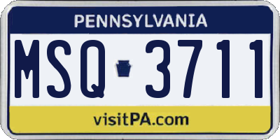 PA license plate MSQ3711