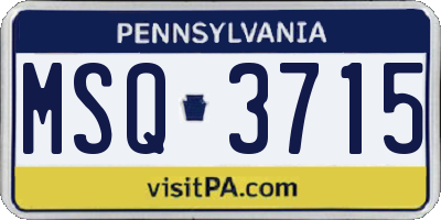 PA license plate MSQ3715