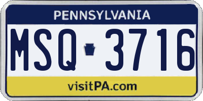 PA license plate MSQ3716
