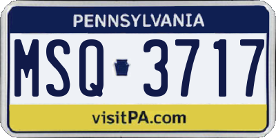 PA license plate MSQ3717