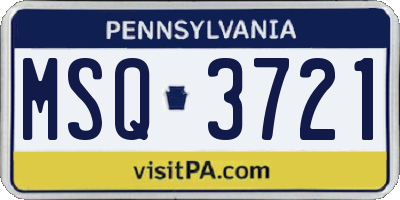 PA license plate MSQ3721