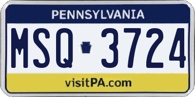 PA license plate MSQ3724