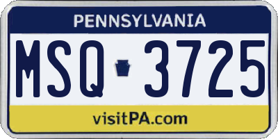 PA license plate MSQ3725