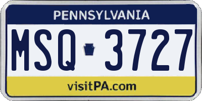 PA license plate MSQ3727