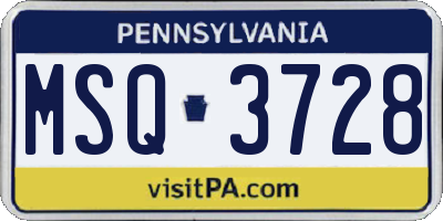 PA license plate MSQ3728