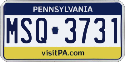 PA license plate MSQ3731