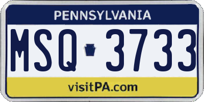 PA license plate MSQ3733