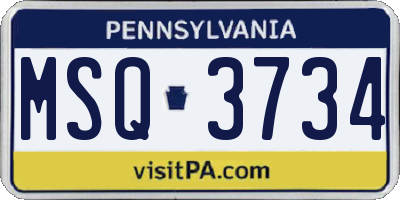 PA license plate MSQ3734