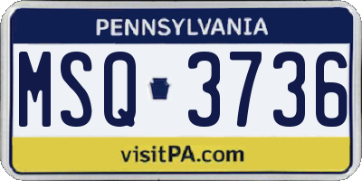 PA license plate MSQ3736