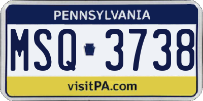 PA license plate MSQ3738