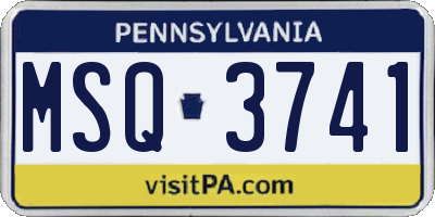 PA license plate MSQ3741