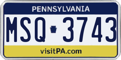 PA license plate MSQ3743