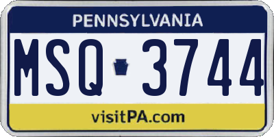 PA license plate MSQ3744