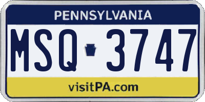 PA license plate MSQ3747