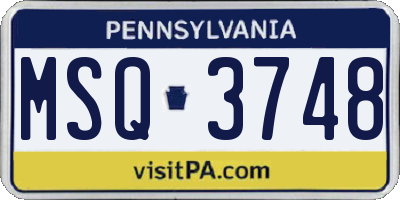 PA license plate MSQ3748