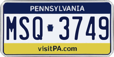 PA license plate MSQ3749