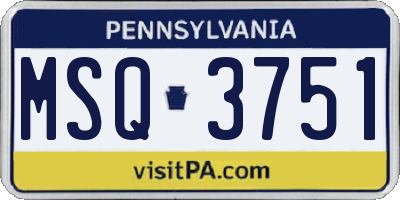 PA license plate MSQ3751