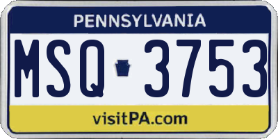 PA license plate MSQ3753