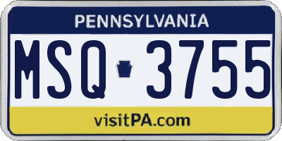 PA license plate MSQ3755