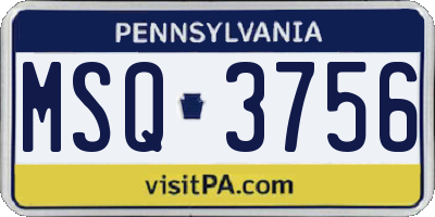 PA license plate MSQ3756