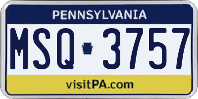 PA license plate MSQ3757