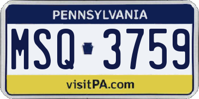 PA license plate MSQ3759