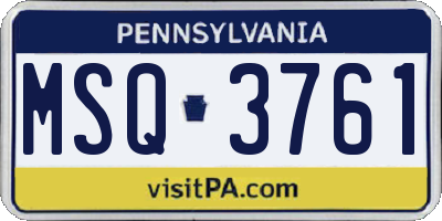 PA license plate MSQ3761