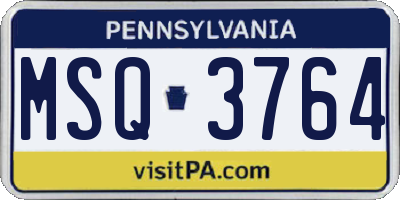 PA license plate MSQ3764