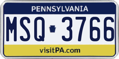 PA license plate MSQ3766
