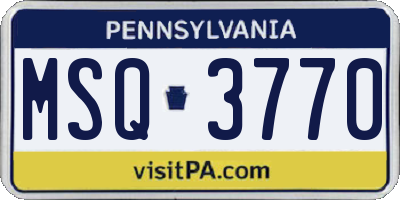 PA license plate MSQ3770
