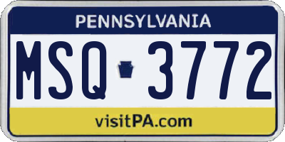 PA license plate MSQ3772